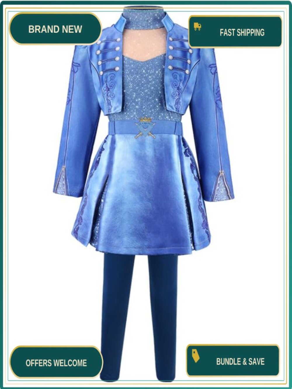 Girls Chloe Halloween Costume 4-Piece Set with Jacket, T-shirt, Pants, Skirt